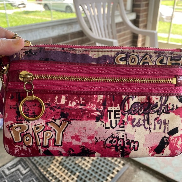 Coach Handbags - Coach Pink and Red Graffiti Clutch or WRISTLET